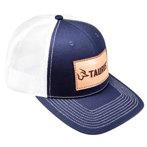 Taurus Leather Patch Logo Blue/White Mesh Hat