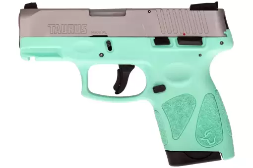 Matte Stainless / Cyan 9mm Luger Compact 7 Rds.